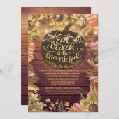 ウッド素朴秋メープルサンクスギビングディナーパーティー 招待状 (正面/裏面)