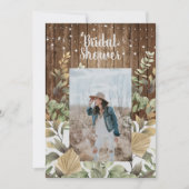 ウッド素朴秋リーフ写真ブライダルシャワー 招待状 (正面)