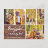 ウッド素朴秋感謝家族の写真コラージュ シーズンポストカード (正面)