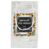 ウッド素朴秋感謝祭ひまわりカボチャ スモールペーパーバッグ (正面)