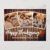 ウッド素朴秋感謝祭シンプル家族の写真 シーズンポストカード (正面)