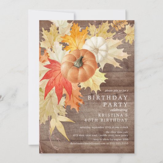 ウッド素朴秋誕生日招待状 招待状 (正面)