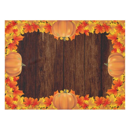 ウッド素朴紅葉カボチャ テーブルクロス (正面(横))