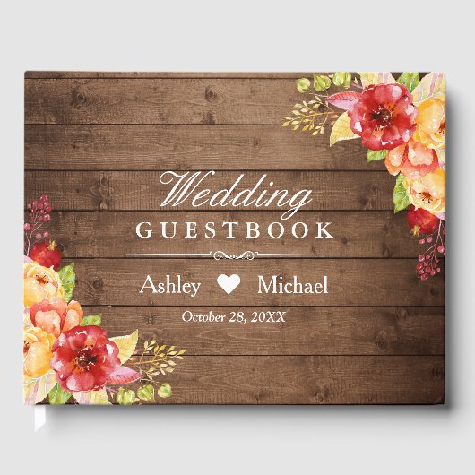 ウッド素朴紅葉フローラ結婚ズ ゲストブック (正面)
