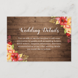ウッド素朴紅葉フローラ結婚詳細 エンクロージャーカード