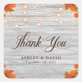 ウッド素朴紅葉ライトサンキュー結婚ズ スクエアシール