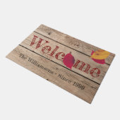 ウッド素朴紅葉名前をカスタムするへようこそ ドアマット (アングル)