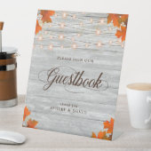 ウッド素朴紅葉&ライツゲストブック 台座サイン (インサイチュ)