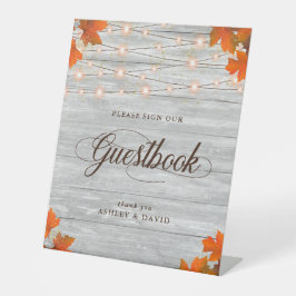 ウッド素朴紅葉&ライツゲストブック 台座サイン