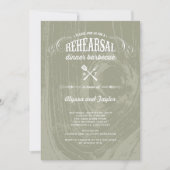 ウッド素朴結婚のリハーサルディナーBBQパーティー 招待状 (正面)