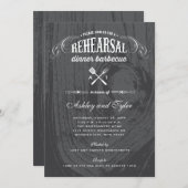 ウッド素朴結婚のリハーサルディナーBBQパーティー 招待状 (正面/裏面)