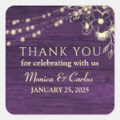 ウッド素朴結婚ズサンキュースクエアシール スクエアシール (正面)