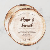 ウッド素朴結婚ズツリーグレインカスタム 招待状 (正面/裏面)