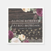 ウッド素朴結婚フローラレース スタンダードカクテルナプキン (正面)