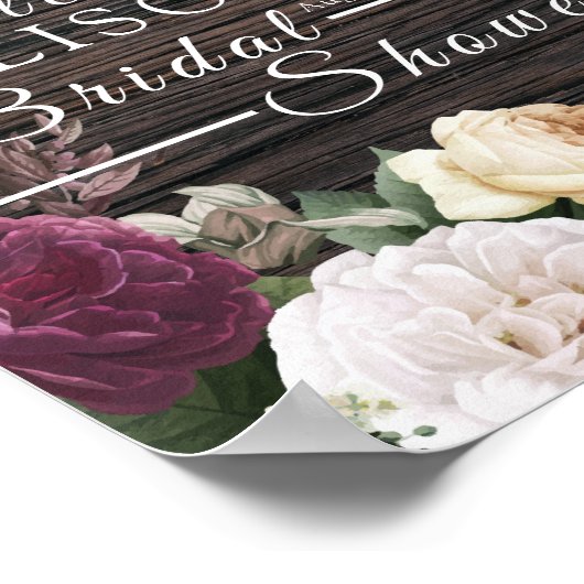 ウッド素朴結婚ブライダルシャワー標識 ポスター (角)
