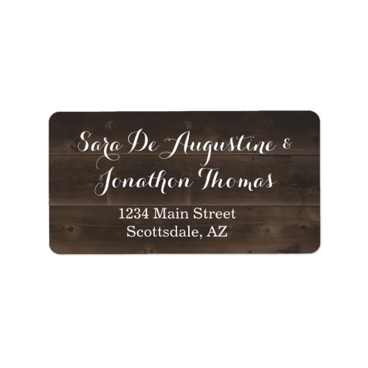 ウッド素朴結婚差出人住所ラベル ラベル (正面)
