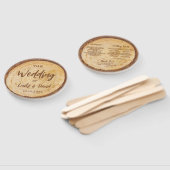 ウッド素朴結婚式 プログラム茶色の手書き入力 ハンドファン (組立なし)