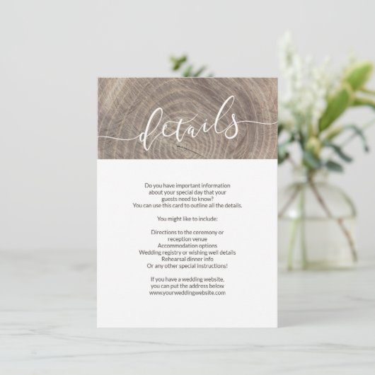 ウッド素朴結婚詳細カード エンクロージャーカード (スタンド正面)
