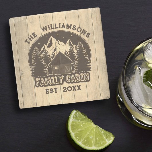 ウッド素朴自然ファミリーキャビンブラウンネーム懇親会 ストーンコースター