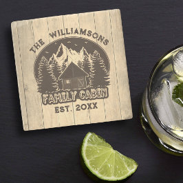 ウッド素朴自然ファミリーキャビンブラウンネーム懇親会 ストーンコースター