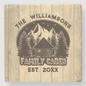 ウッド素朴自然ファミリーキャビンブラウンネーム懇親会 ストーンコースター (正面)