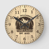 ウッド素朴自然ファミリーキャビンブラウンネーム懇親会 ラウンド壁時計 (正面)