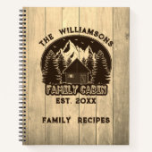 ウッド素朴自然ファミリーキャビンレシピブラウンネーム ノートブック (正面)