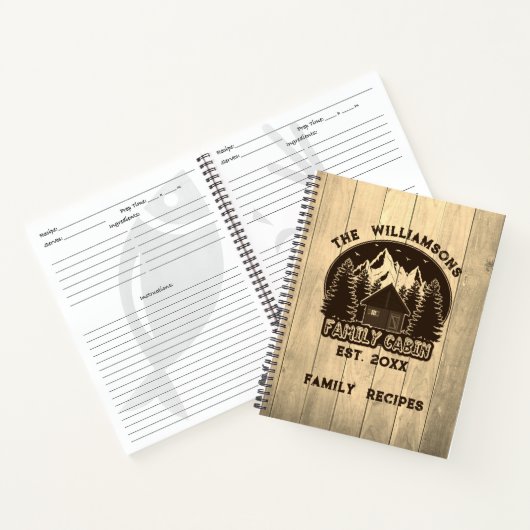 ウッド素朴自然ファミリーキャビンレシピブラウンネーム ノートブック (内部)