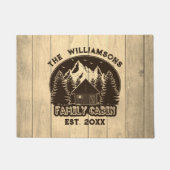 ウッド素朴自然ファミリーキャビン懇親会ブラウンネーム ドアマット (正面)