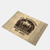 ウッド素朴自然ファミリーキャビン懇親会ブラウンネーム ドアマット (アングル)