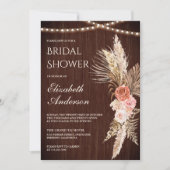 ウッド素朴自然フローラパンパブライダルシャワー 招待状 (正面)