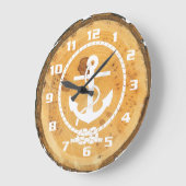 ウッド素朴航海のいかり ラージ壁時計 (傾斜)
