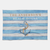 ウッド素朴航海のストライプビーチハウス キッチンタオル (横)