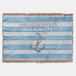 ウッド素朴航海のストライプビーチハウス スローブランケット