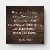 ウッド素朴詩篇86:15聖なる書物、 経典詩 フォトプラーク (正面)