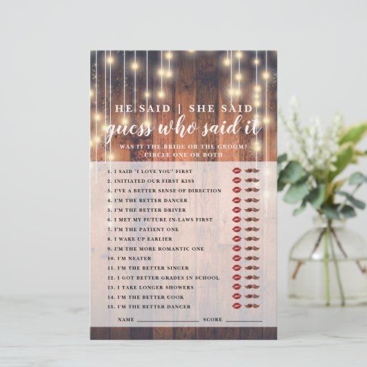 ウッド素朴誰が言ったブライダルシャワーゲーム (スタンド正面)