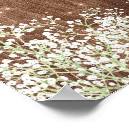 ウッド素朴赤ちゃんの息の結婚ウェルカムサイン ポスター (角)