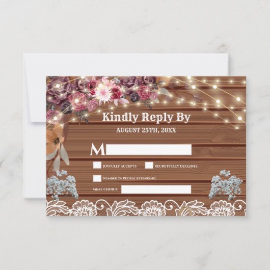 ウッド素朴赤ちゃんの息ひもライトレース 出欠カード (正面)