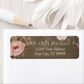 ウッド素朴赤面ピンクウォーターカラーバラ金ゴールドフローラ ラベル (インサイチュ)