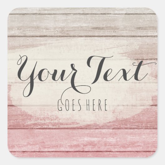 ウッド素朴赤面ピンクシャビーグラデーションコテージシック スクエアシール (正面)