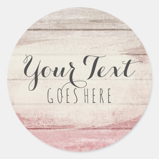 ウッド素朴赤面ピンクシャビーグラデーションコテージシック ラウンドシール (正面)