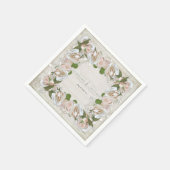 ウッド素朴赤面ピンクワイルドバラフローラアートリース スタンダードカクテルナプキン (角)