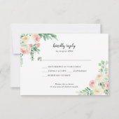 ウッド素朴赤面フローラビュッフェウェディングRSVP 招待状 (裏面)