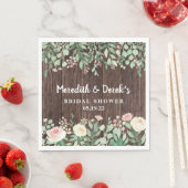 ウッド素朴赤面フローラブライダルシャワー スタンダードランチョンナプキン (インサイチュ)