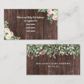 ウッド素朴赤面フローラベビーシャワーレジストリカード エンクロージャーカード (正面/裏面)