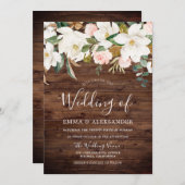 ウッド素朴赤面&ホワイトフローラ結婚ズ 招待状 (正面/裏面)