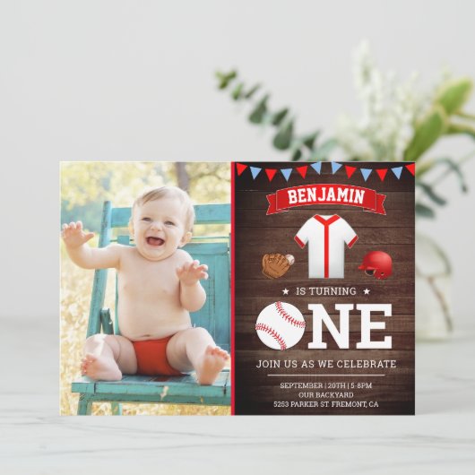 ウッド素朴野球初の誕生日パーティーの写真 招待状 (スタンド正面)