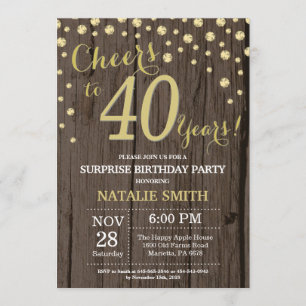 ウッド素朴金ゴールドが40歳の誕生日ダイヤモンドを驚かせる 招待状