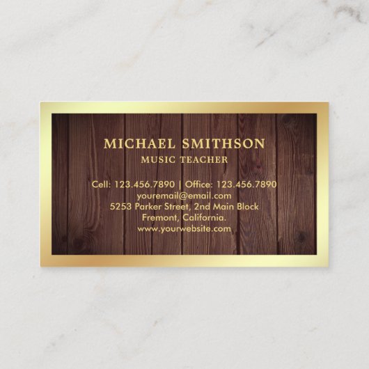 ウッド素朴金ゴールドギター先生ギタリスト 名刺 (裏面)