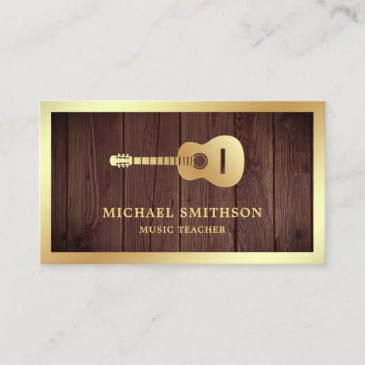 ウッド素朴金ゴールドギター先生ギタリスト 名刺 (正面)